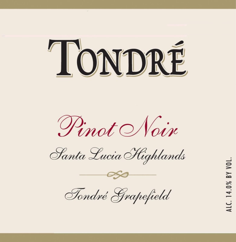 Tondre Wines Grapefield Pinot Noir 2012 Front Label