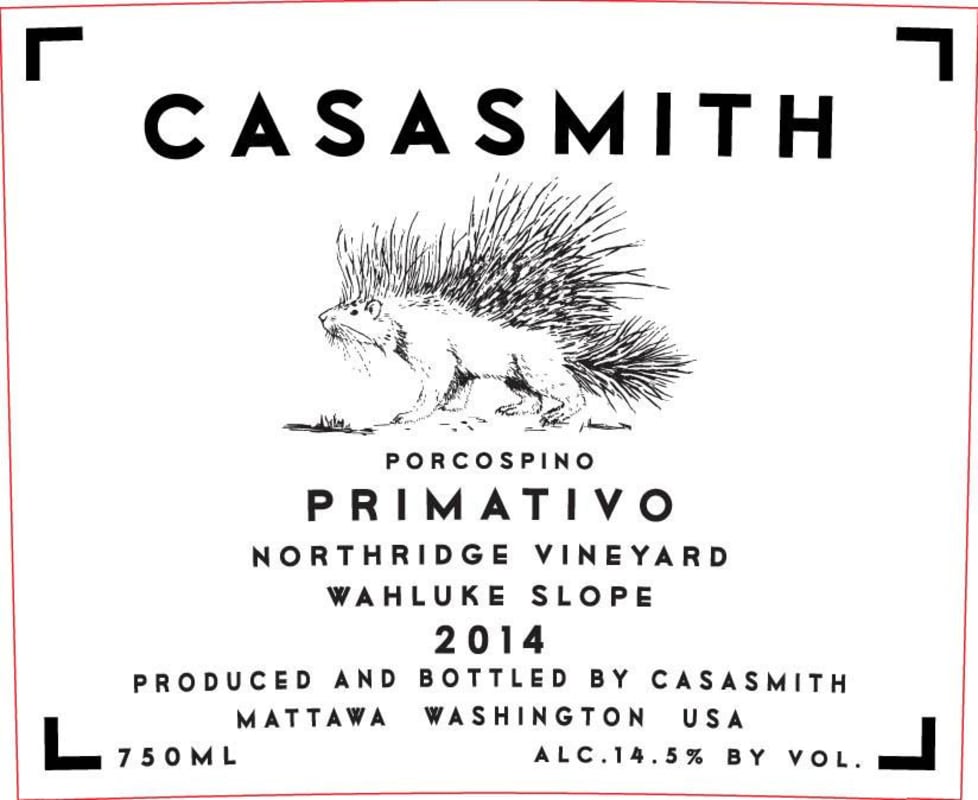 K Vintners CasaSmith Porcospino Primitivo 2014 Front Label