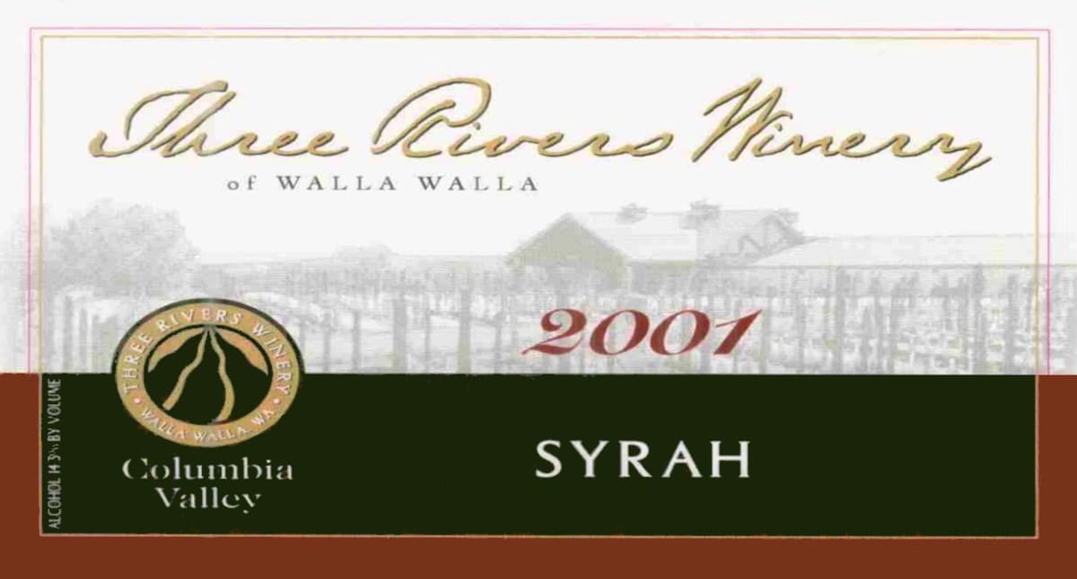 Three Rivers Columbia Valley Syrah 2001 Front Label