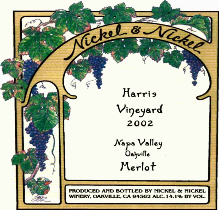 Nickel & Nickel Harris Vineyard Merlot 2002 Front Label