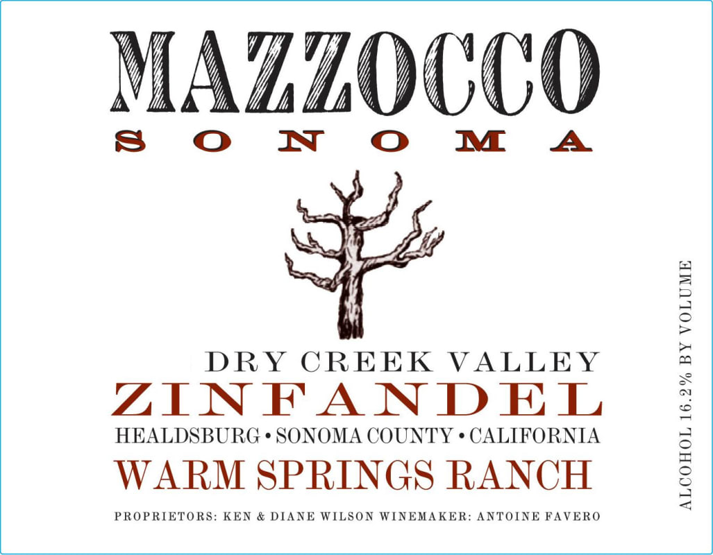 Mazzocco Warm Springs Ranch Zinfandel 2014 Front Label