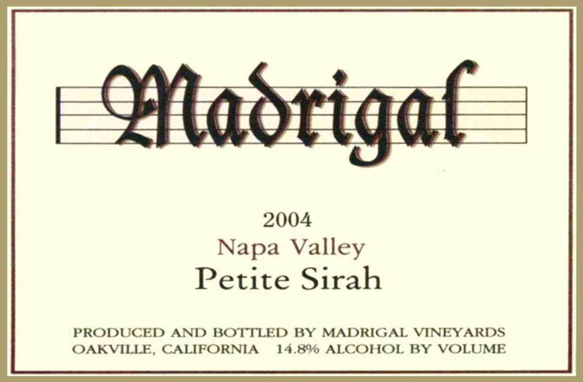 Madrigal Vineyards Petite Sirah 2004 Front Label
