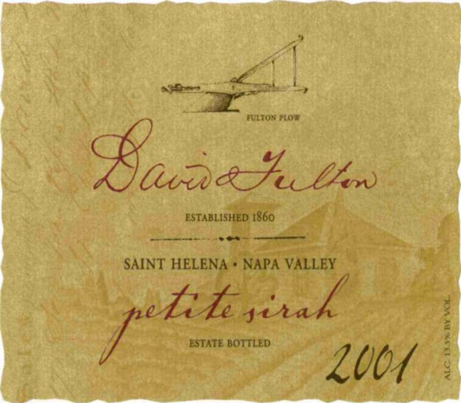 David Fulton Winery & Vineyards Petite Sirah 2001 Front Label