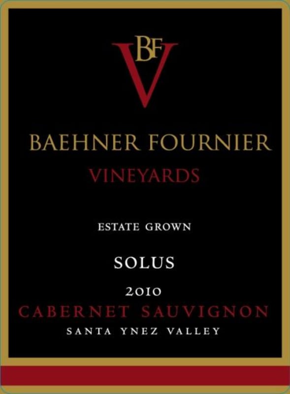 Baehner Fournier Vineyards Solus Cabernet Sauvignon 2010 Front Label