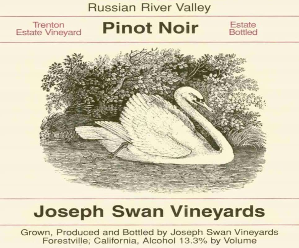 Joseph Swan Trenton Estate Vineyard Pinot Noir 2002 Front Label