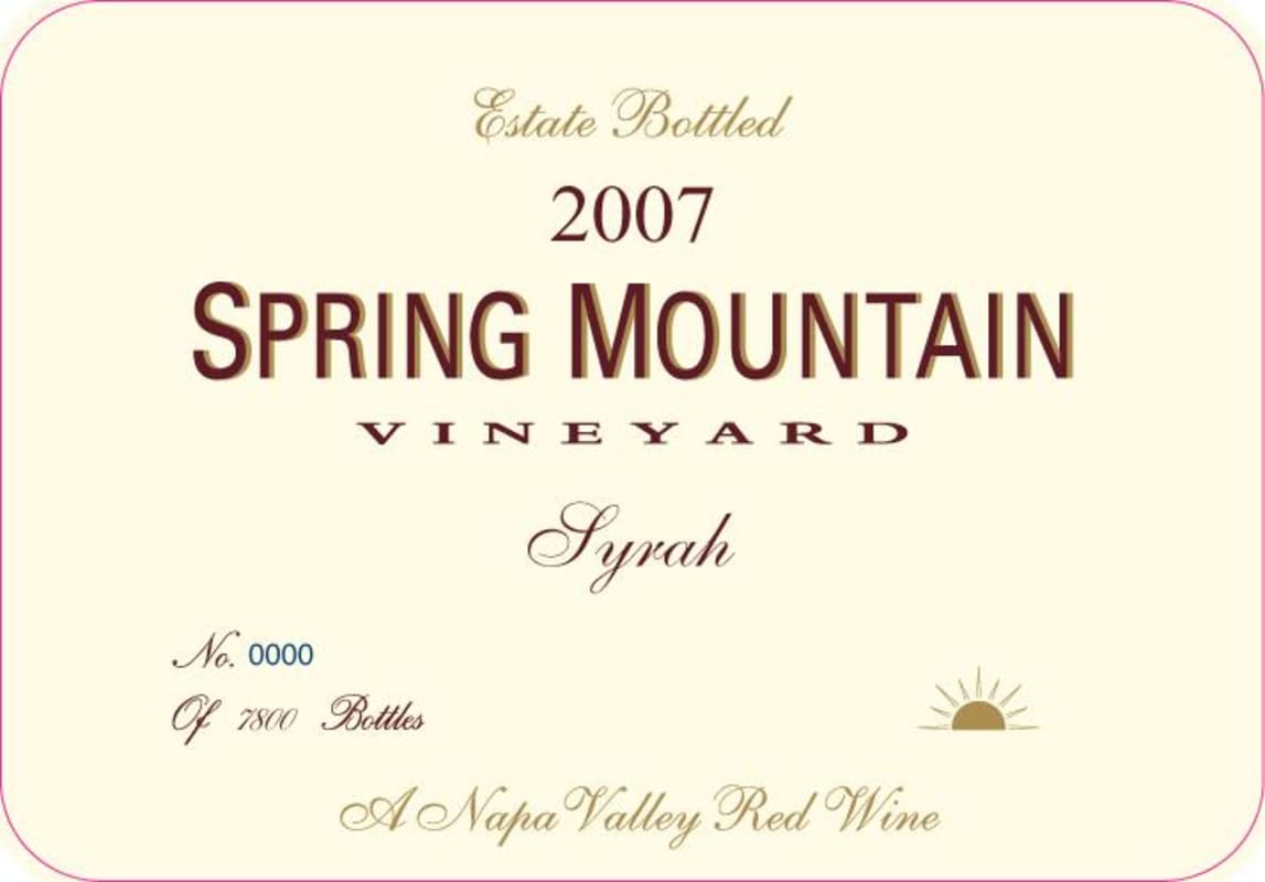 Spring Mountain Vineyard Syrah 2007 Front Label