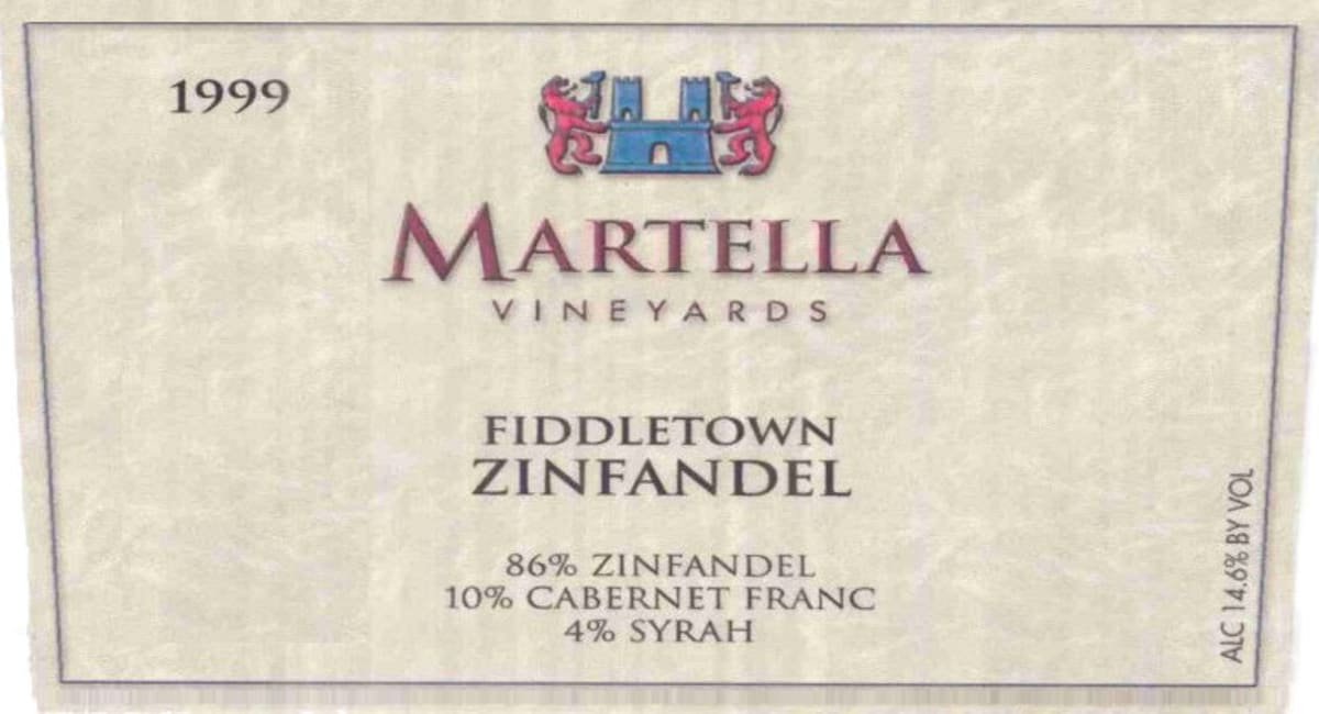 Michael Martella Zinfandel 1999 Front Label