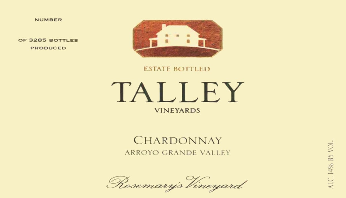 Talley Rosemary's Vineyard Chardonnay 1999 Front Label