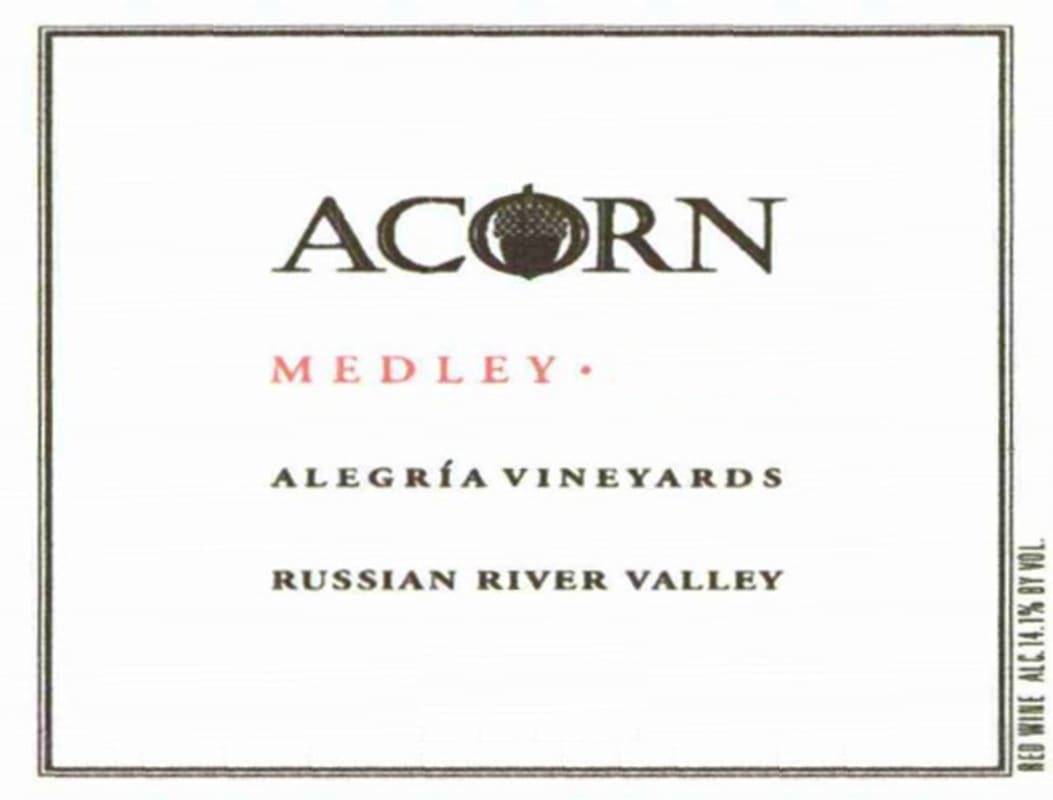 ACORN Winery Alegria Vineyards Medley 2003 Front Label