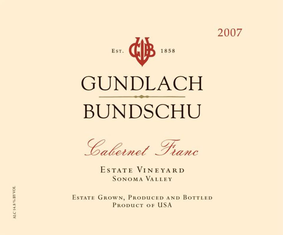 Gundlach Bundschu Cabernet Franc 2007 Front Label