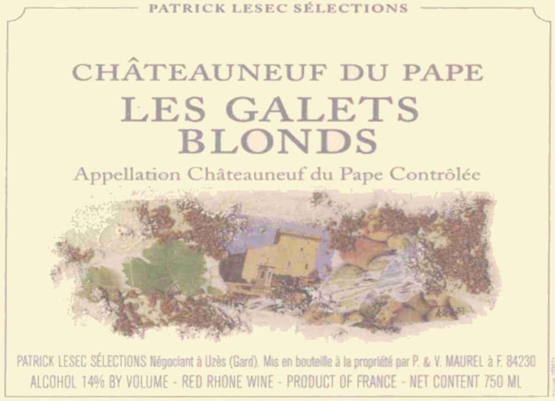 Patrick Lesec Chateauneuf-du-Pape Les Galets Blonds 2007 Front Label