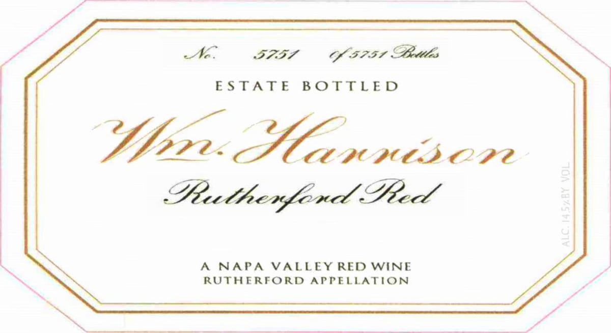 William Harrison Rutherford Red 2010 Front Label