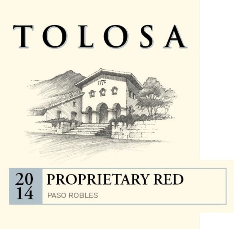 Tolosa Winery Proprietary Red 2014 Front Label