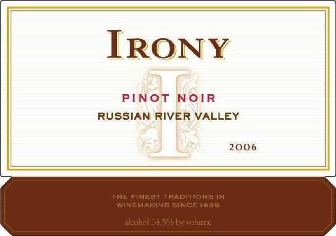 Irony Russian River Valley Pinot Noir 2006 Front Label