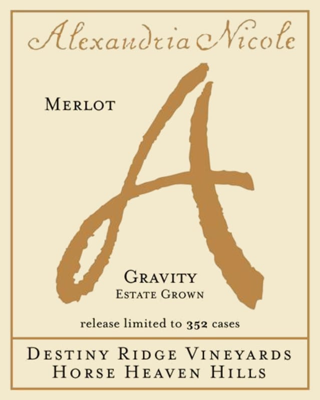 Alexandria Nicole Cellars Destiny Ridge Vineyards Gravity Merlot 2007 Front Label
