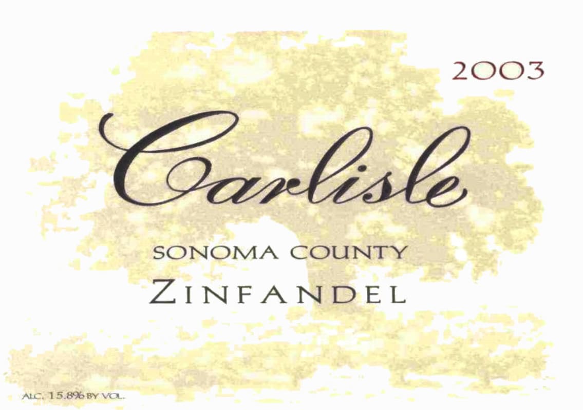 Carlisle Sonoma County Zinfandel 2003 Front Label