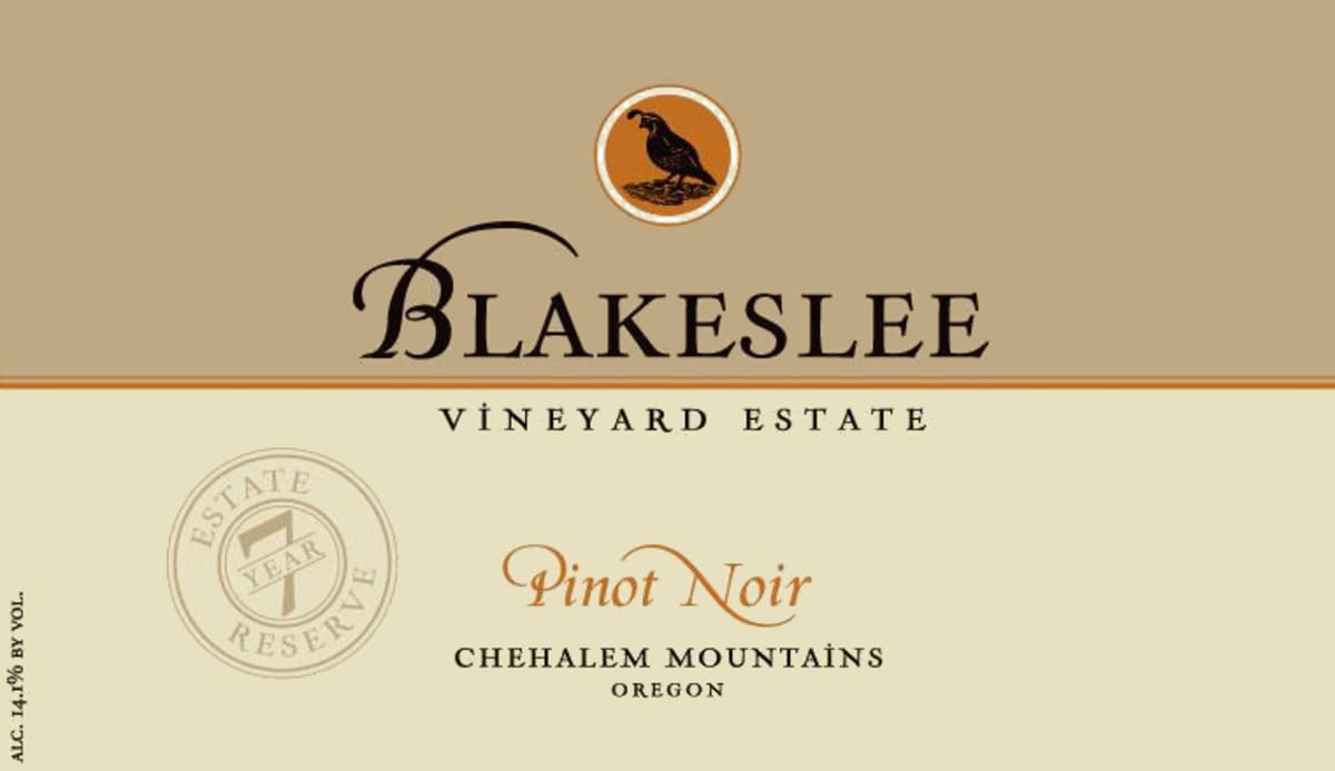 Blakeslee Vineyard Estate Reserve Pinot Noir 2013 Front Label