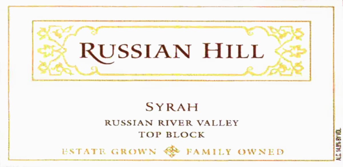 Russian Hill Top Block Syrah 2008 Front Label