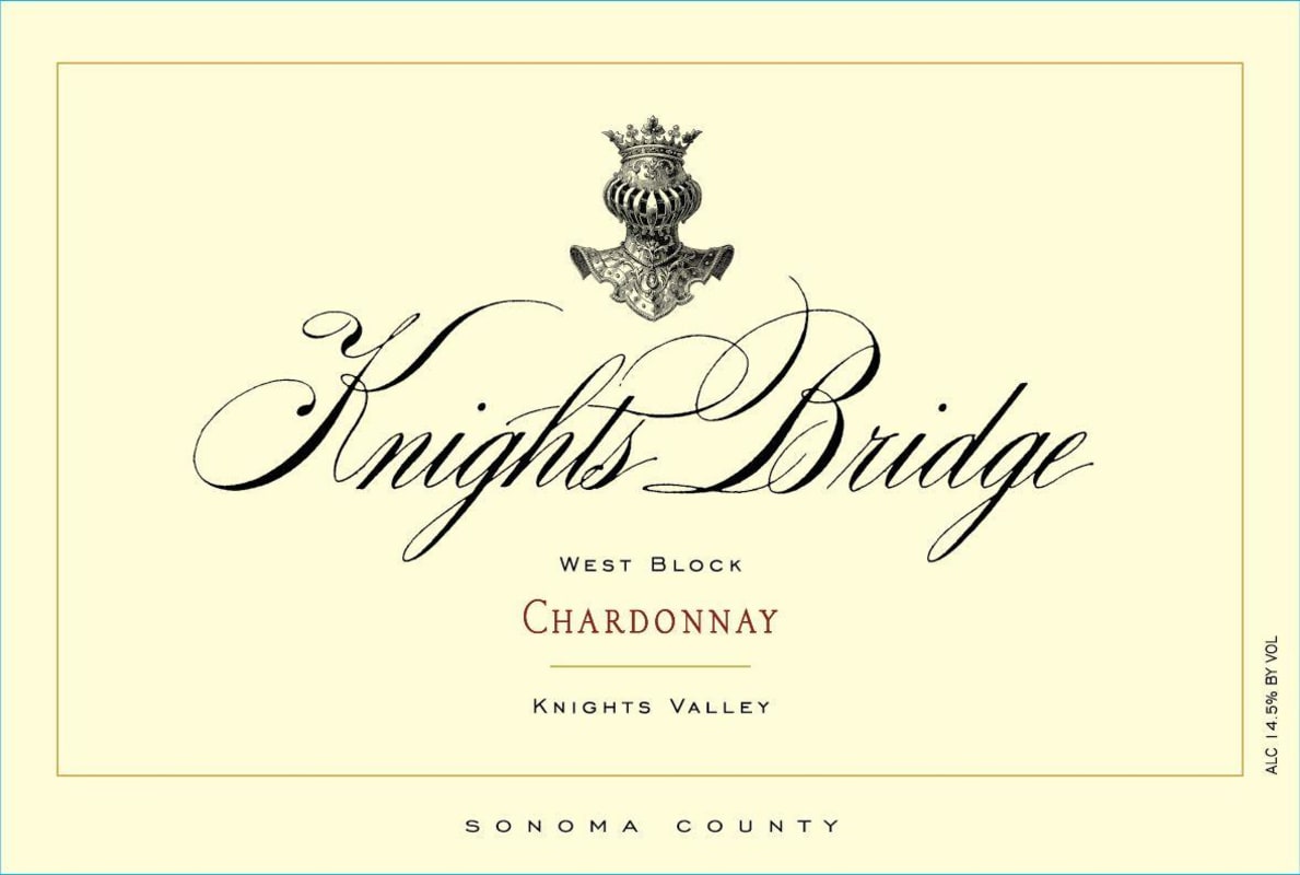 Knights Bridge West Block Chardonnay 2015 Front Label