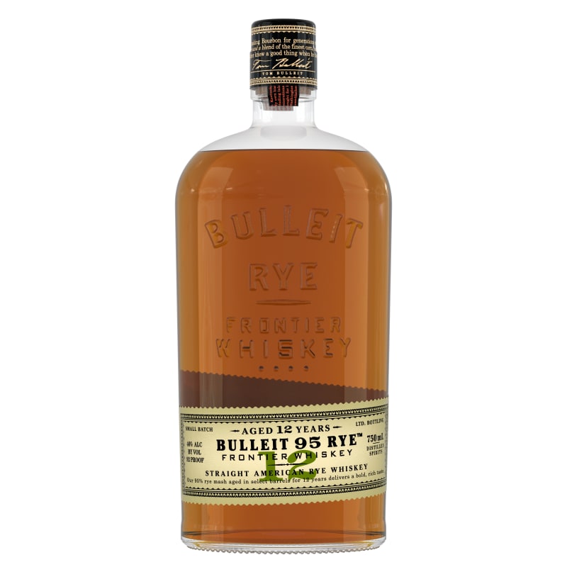 Bulleit 12 Year Rye Whiskey Front Bottle Shot