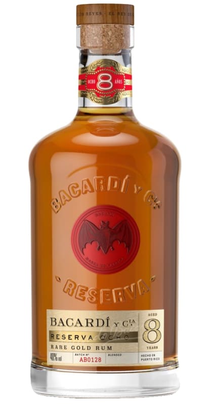 Bacardi 8 Year Reserva Ocho Rum Front Bottle Shot