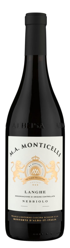 M.A. Monticelli Langhe Nebbiolo 2019 Front Bottle Shot