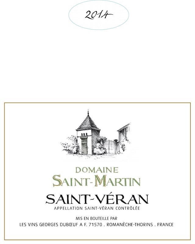 Duboeuf Saint-Veran Domaine Saint-Martin 2014 Front Label