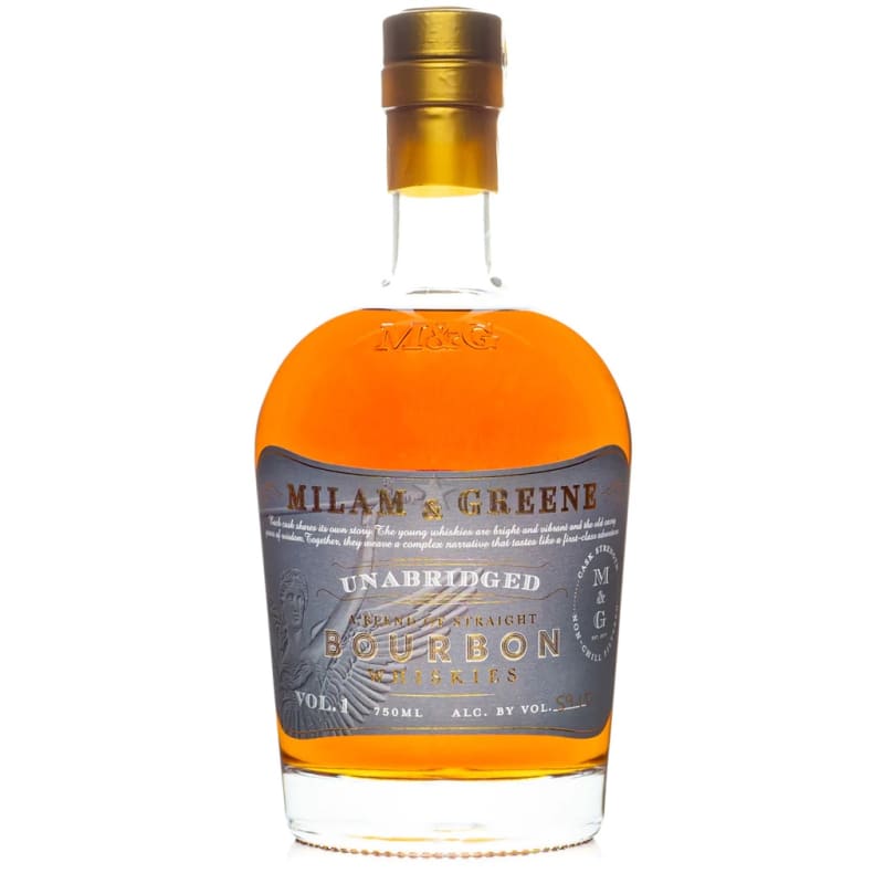 Milam & Greene Unabridged Volume #1 Bourbon Whiskey Front Bottle Shot