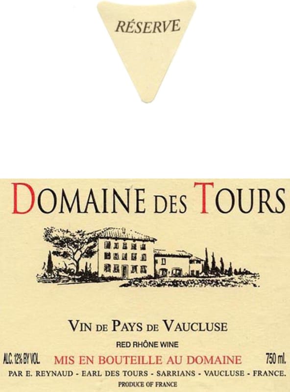 Domaine des Tours Vin de Pays du Vaucluse Reserve 2013 Front Label