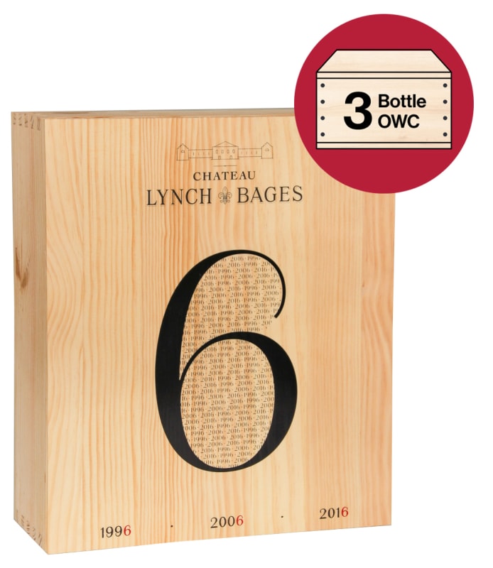 Chateau Lynch-Bages 3 Bottle Vertical Set (1996, 2006, 2016) in OWC Front Bottle Shot