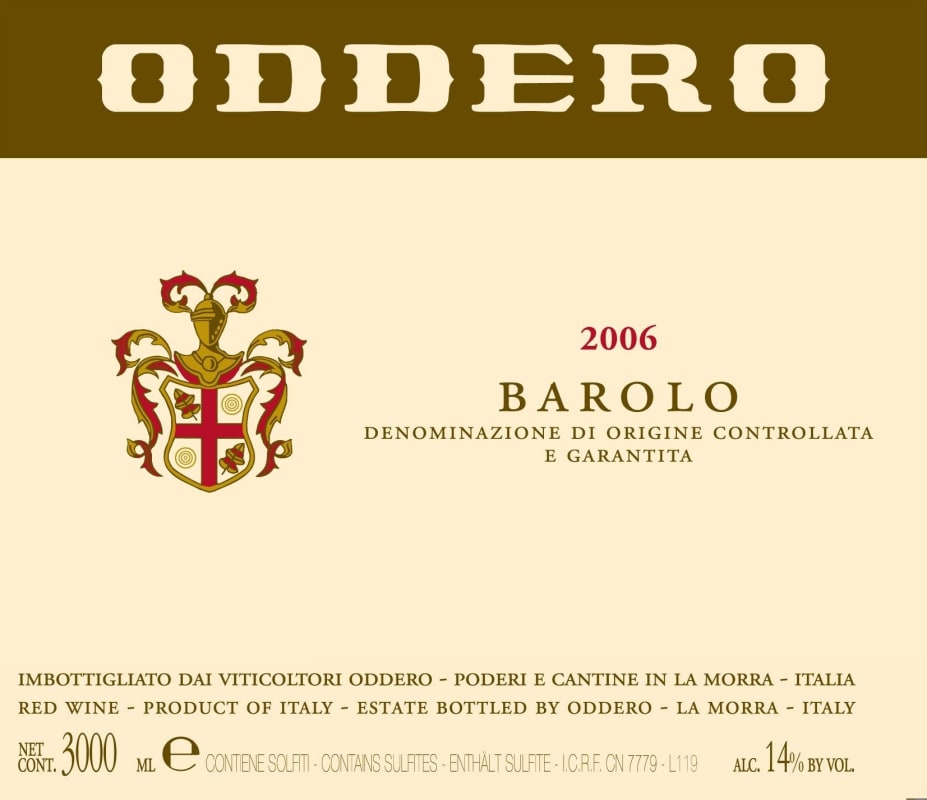 Oddero Barolo 2006 Front Label