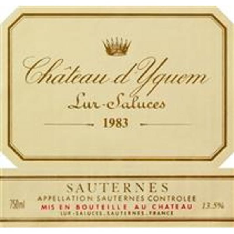 Chateau d'Yquem Sauternes (bin soiled labels) 1983 Front Label