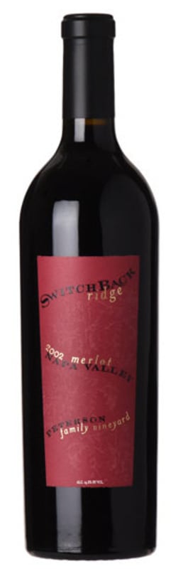 Switchback Ridge Peterson Family Vineyard Merlot 2002 Front Bottle Shot