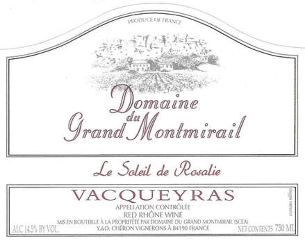 Domaine du Grand Montmirail Vacqueyras Le Soleil de Rosalie 2019 Front Label