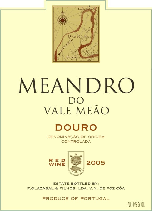 Quinta do Vale Meao Meandro Tinto 2005 Front Label