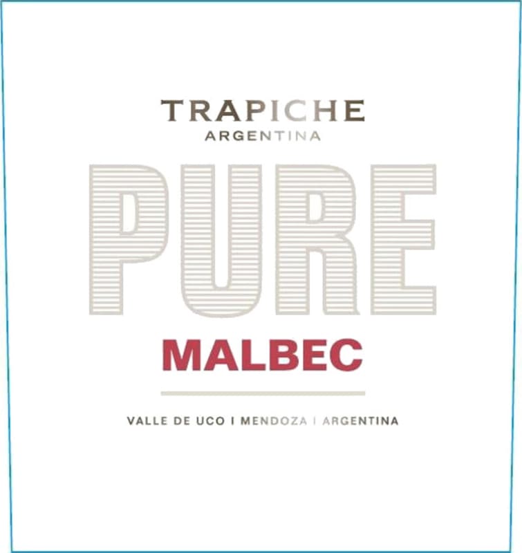 Trapiche Pure Malbec 2016 Front Label