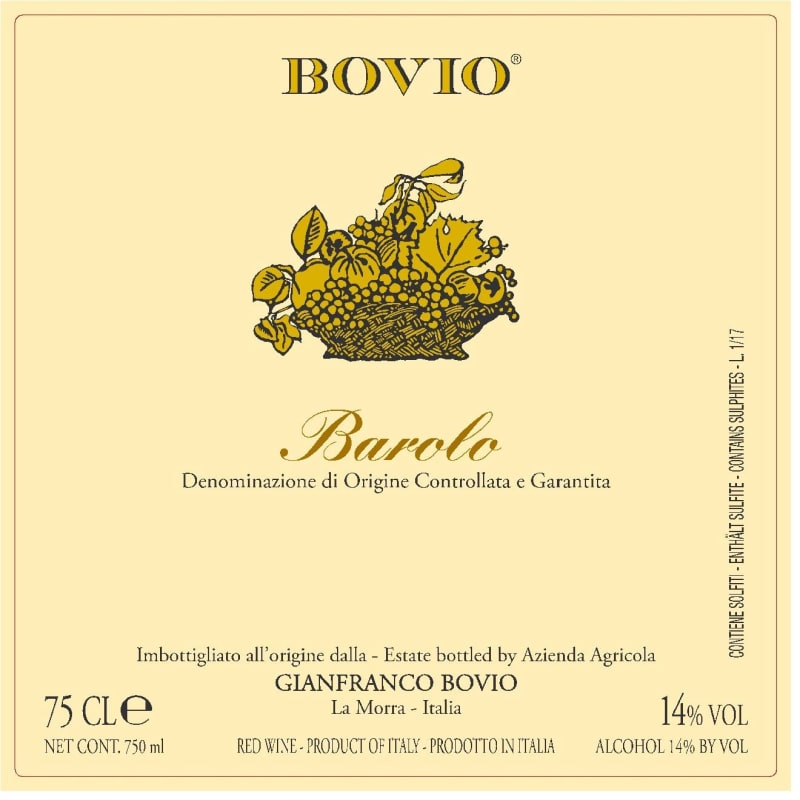Bovio Barolo 2015 Front Label