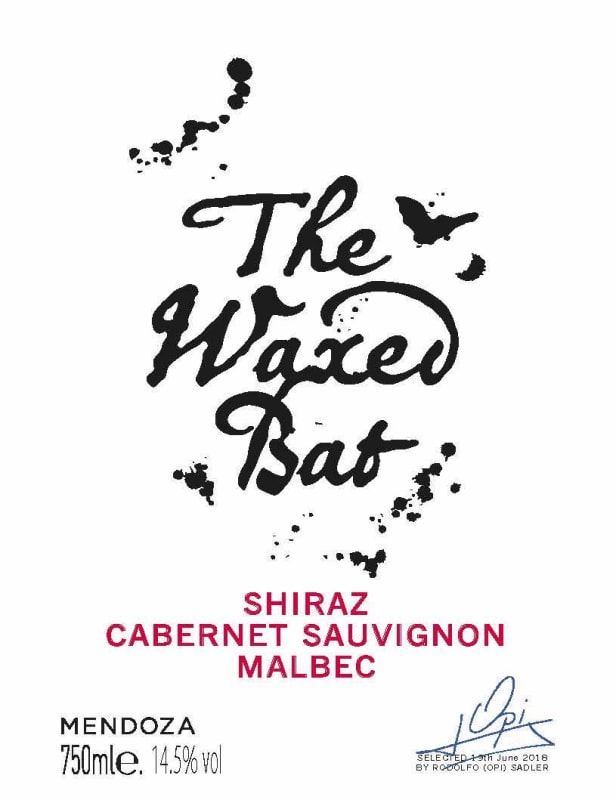The Waxed Bat Shiraz Cabernet Sauvignon and Malbec 2020 Front Label