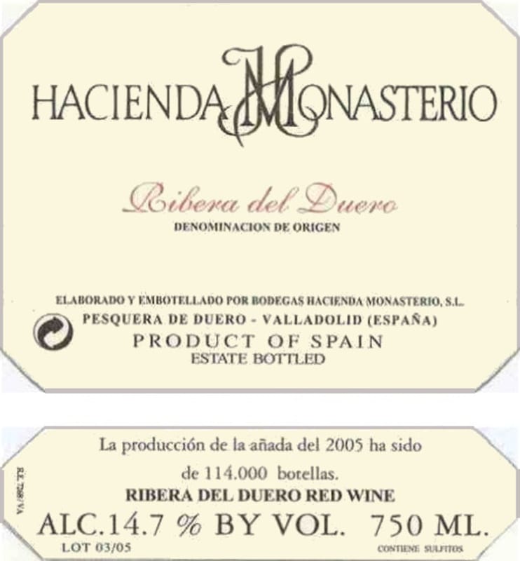 Hacienda Monasterio Ribera del Duero 2013 Front Label