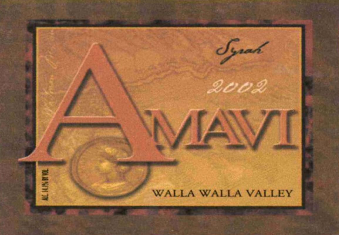 Amavi Syrah 2002 Front Label