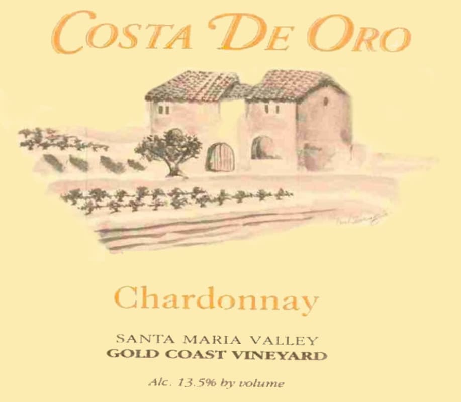 Costa de Oro Gold Coast Vineyard Chardonnay 1999 Front Label