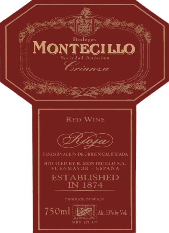 Bodegas Montecillo Crianza 2000 Front Label