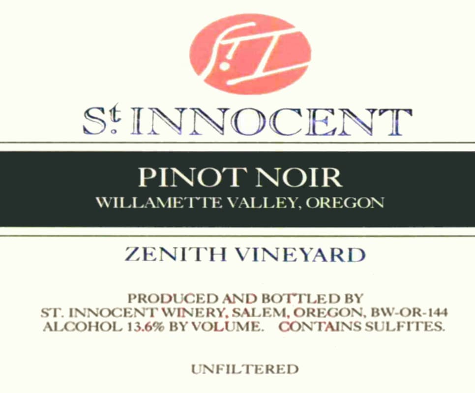 St. Innocent Zenith Vineyard Pinot Noir 2008 Front Label