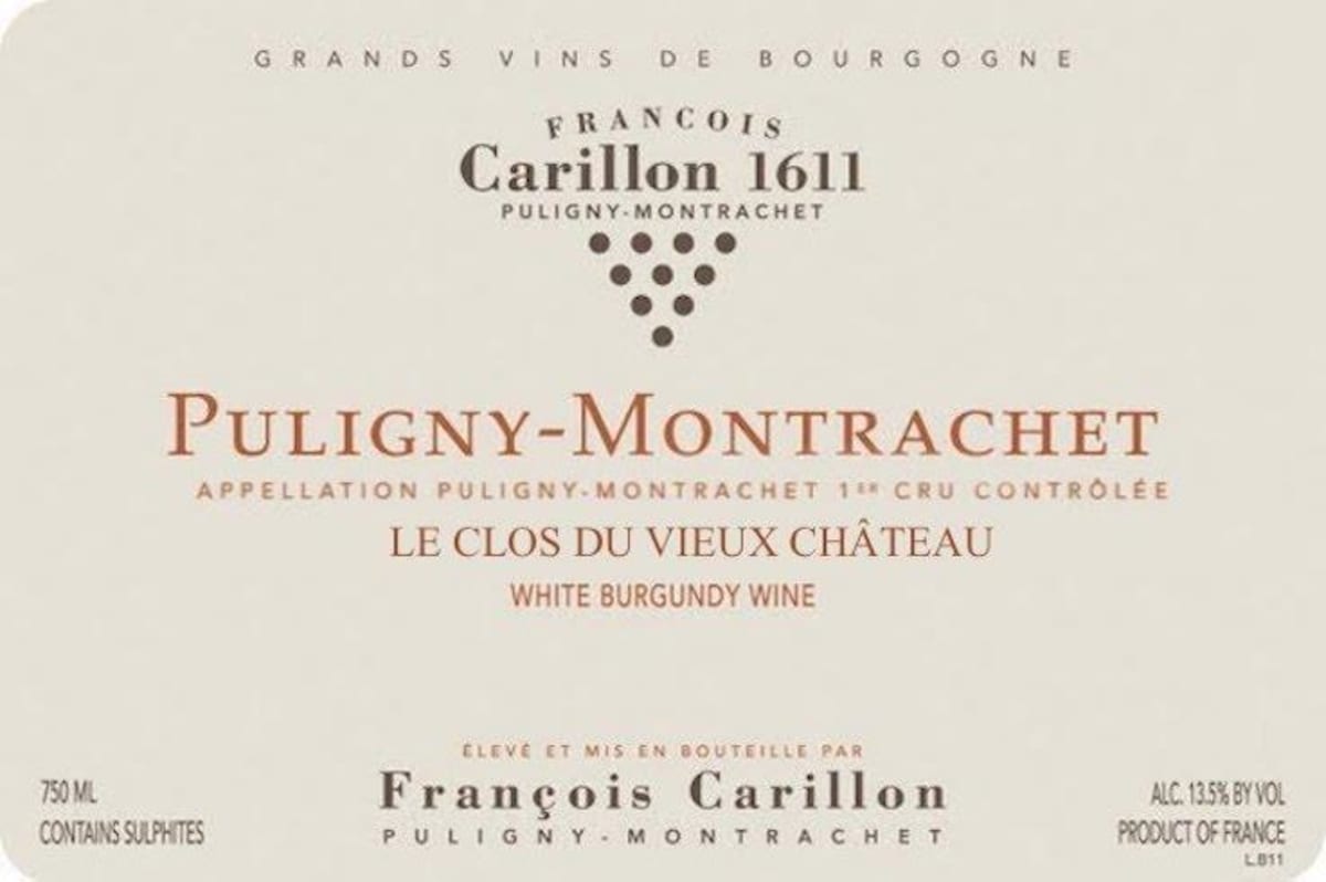 Francois Carillon Puligny-Montrachet Clos du Vieux Chateau 2017 Front Label