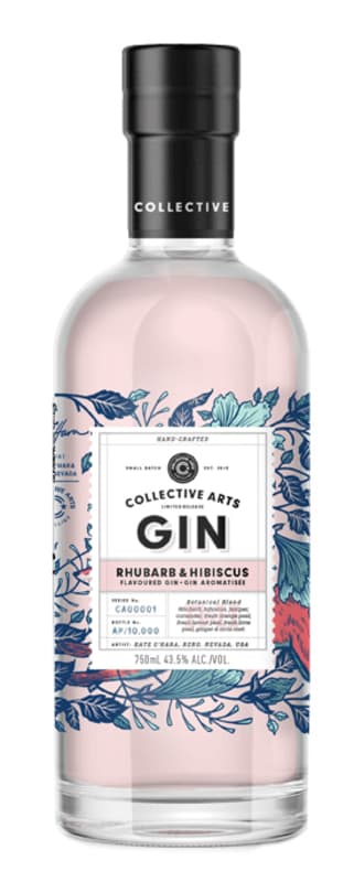 Collective Arts Rhubarb and Hibiscus Gin Front Bottle Shot