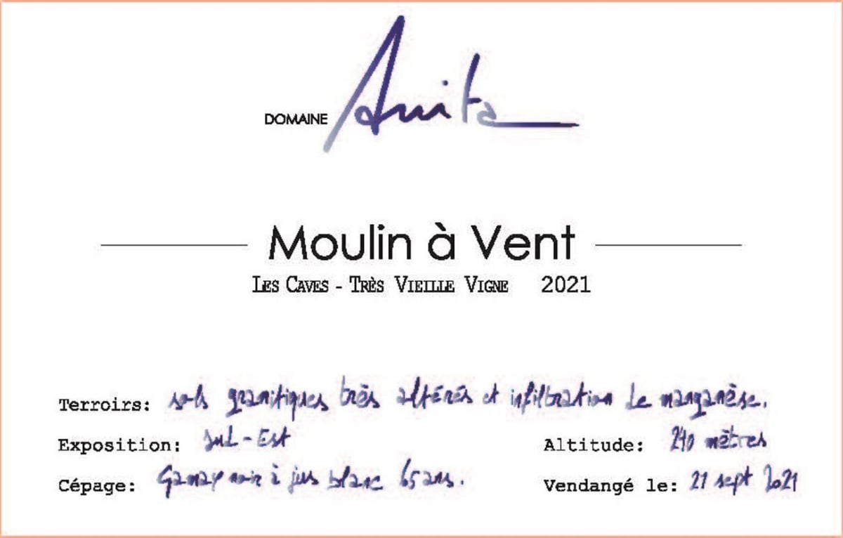 Domaine Anita Moulin-a-Vent Les Caves Tres Vieille Vigne (1.5 Liter Magnum) 2021 Front Label