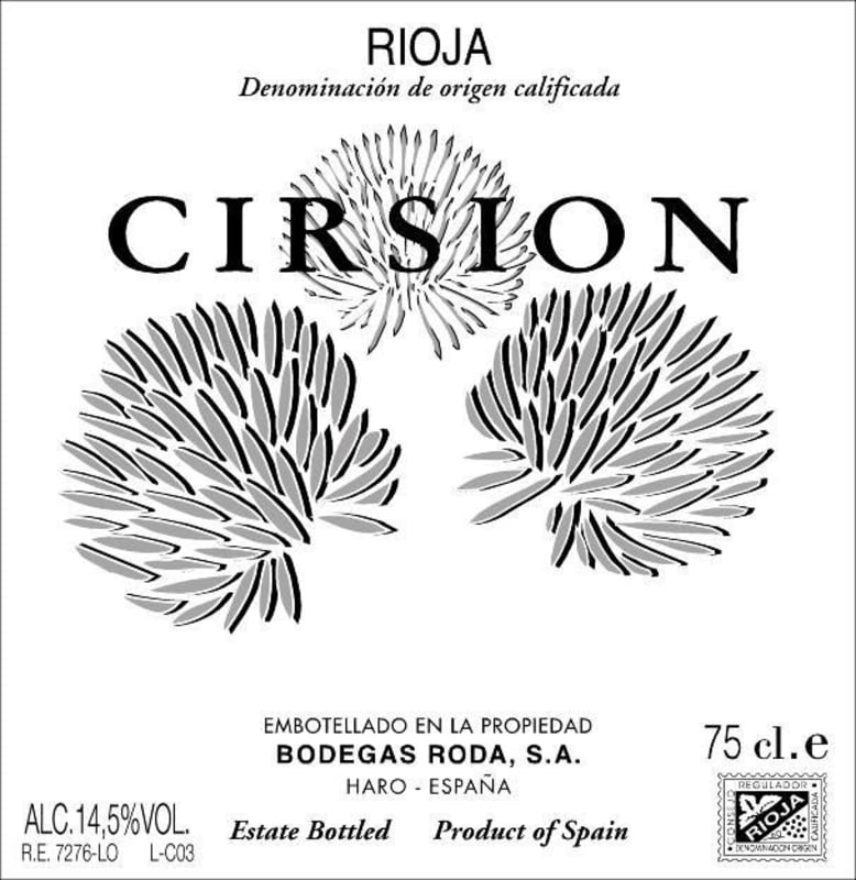 Bodegas Roda Cirsion 2007 Front Label