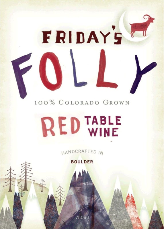 Bookcliff Vineyards Friday's Folly Red 2015 Front Label
