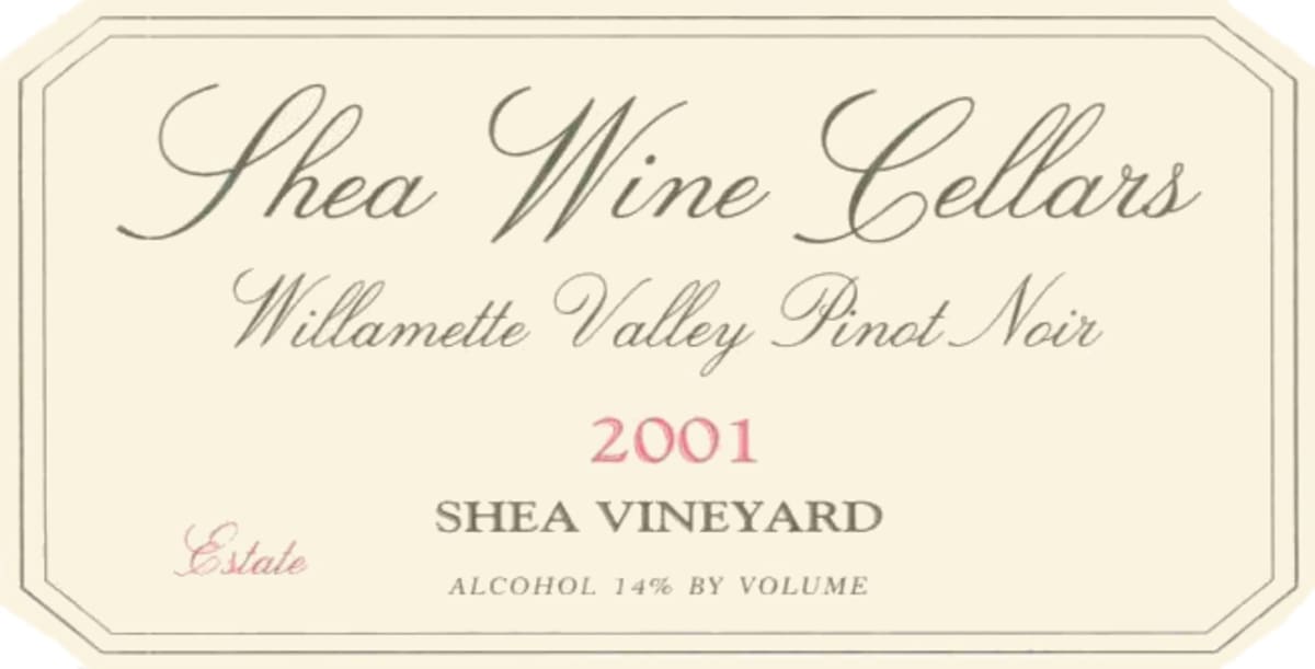 Shea Estate Pinot Noir 2001 Front Label