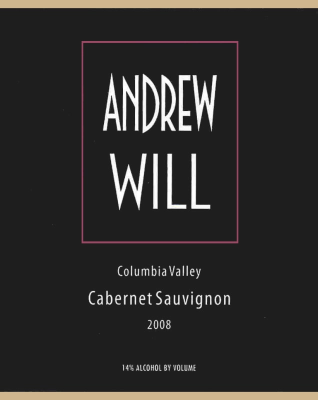 Andrew Will Winery Columbia Valley Cabernet Sauvignon 2008 Front Label